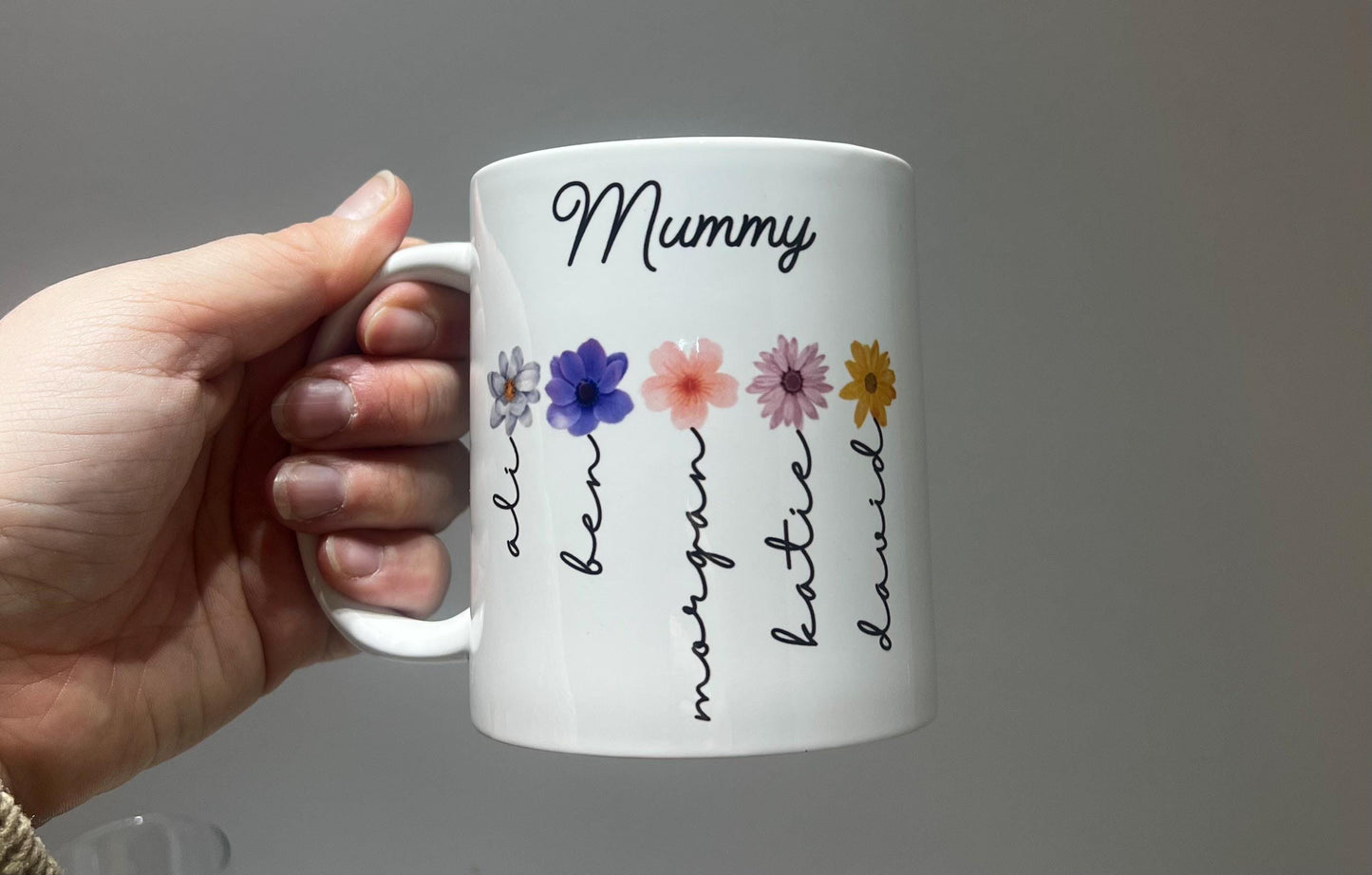 Personalised Flower Mug For Mum, Nanny, Granny