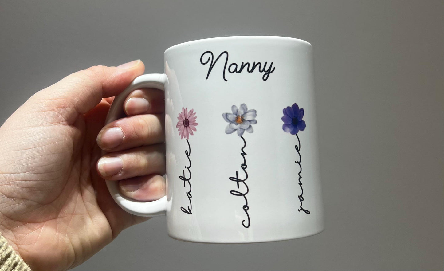 Personalised Flower Mug For Mum, Nanny, Granny