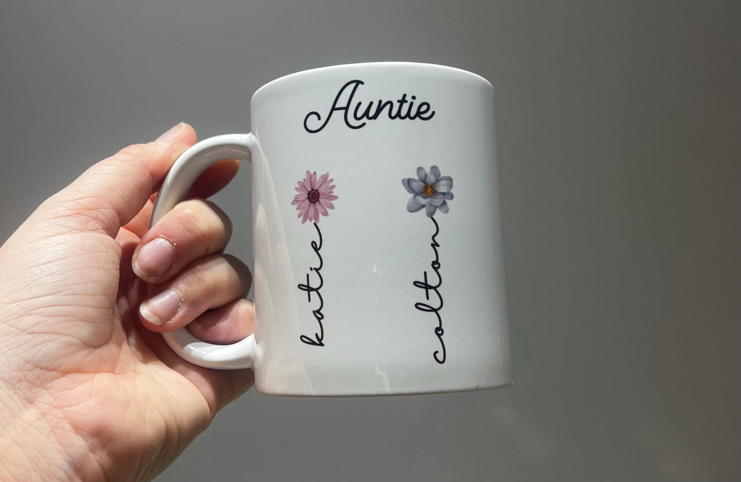Personalised Flower Mug For Mum, Nanny, Granny