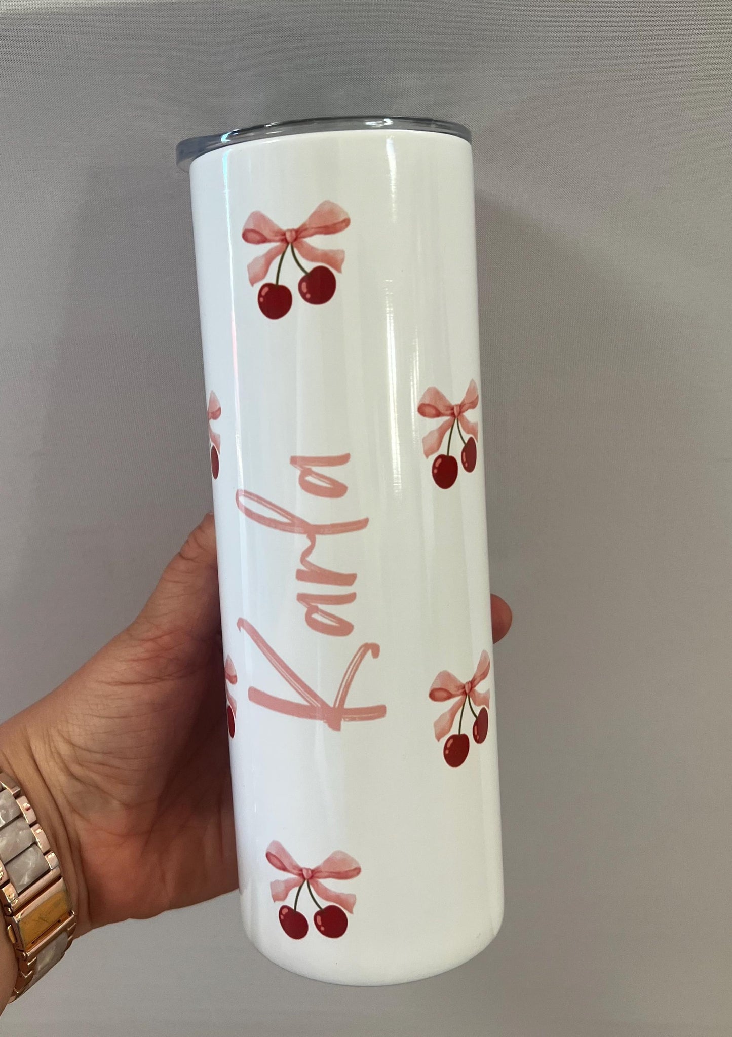 Personalised Cherry Bow Tumbler