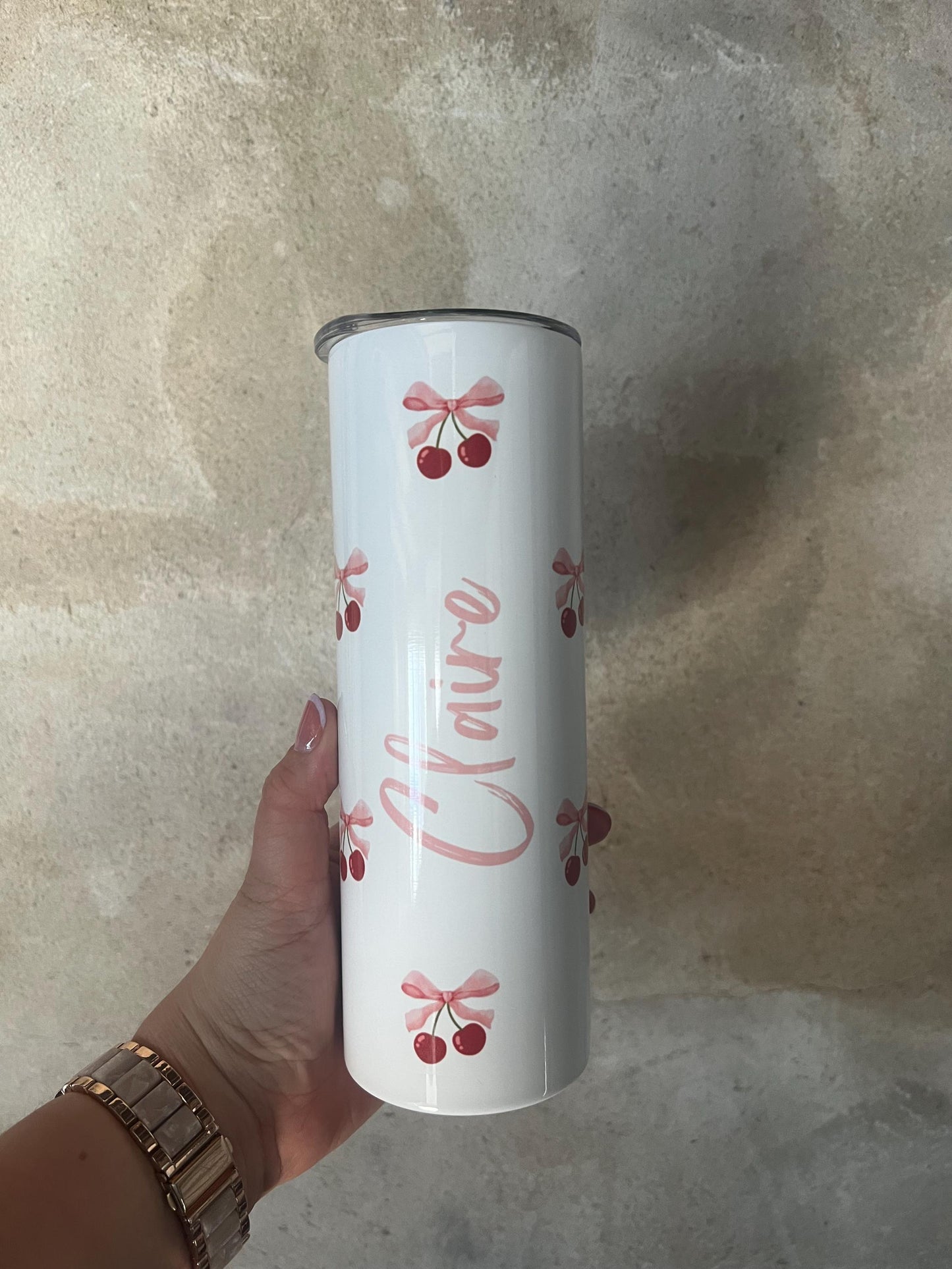 Personalised Cherry Bow Tumbler