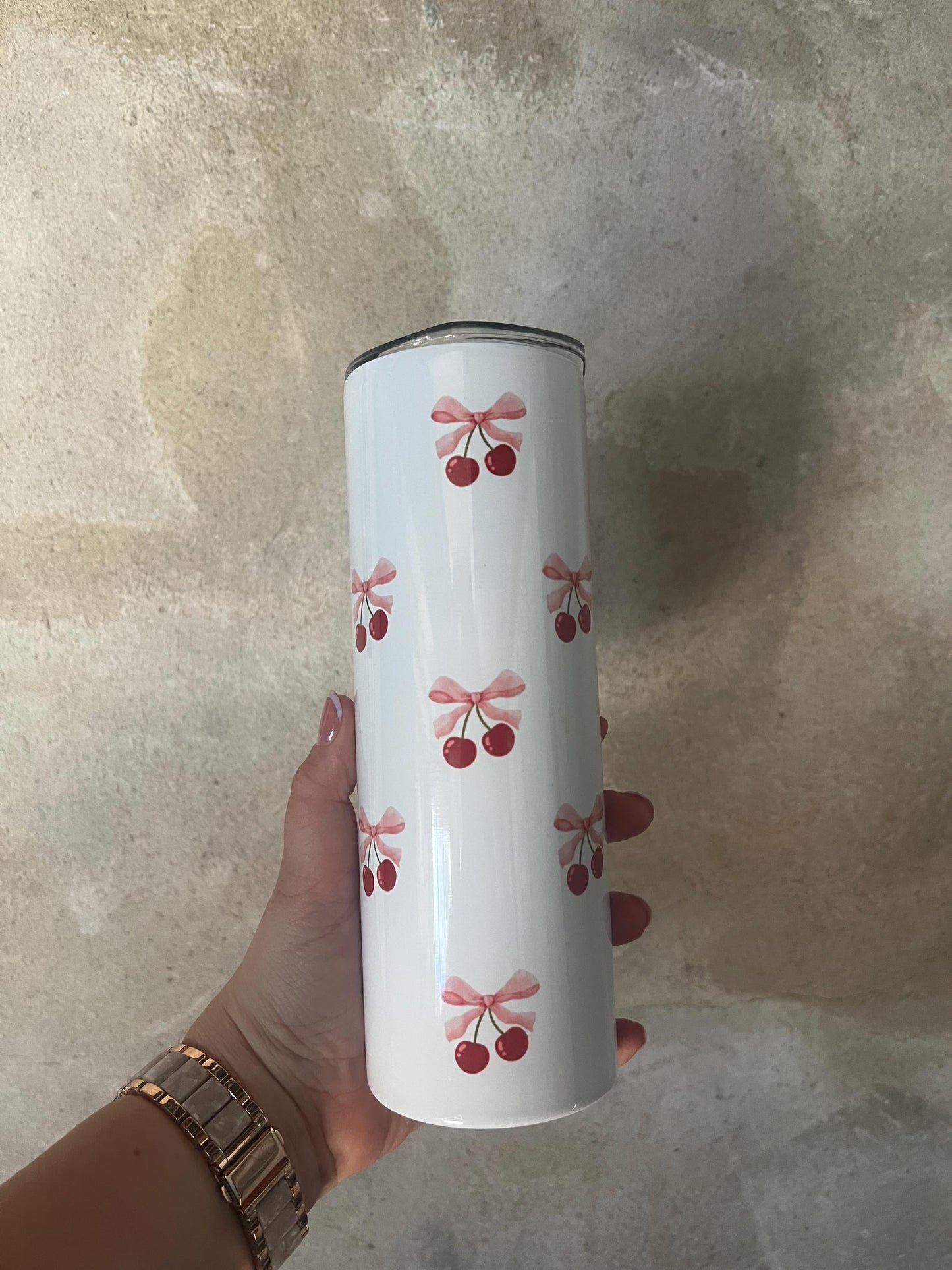 Personalised Cherry Bow Tumbler