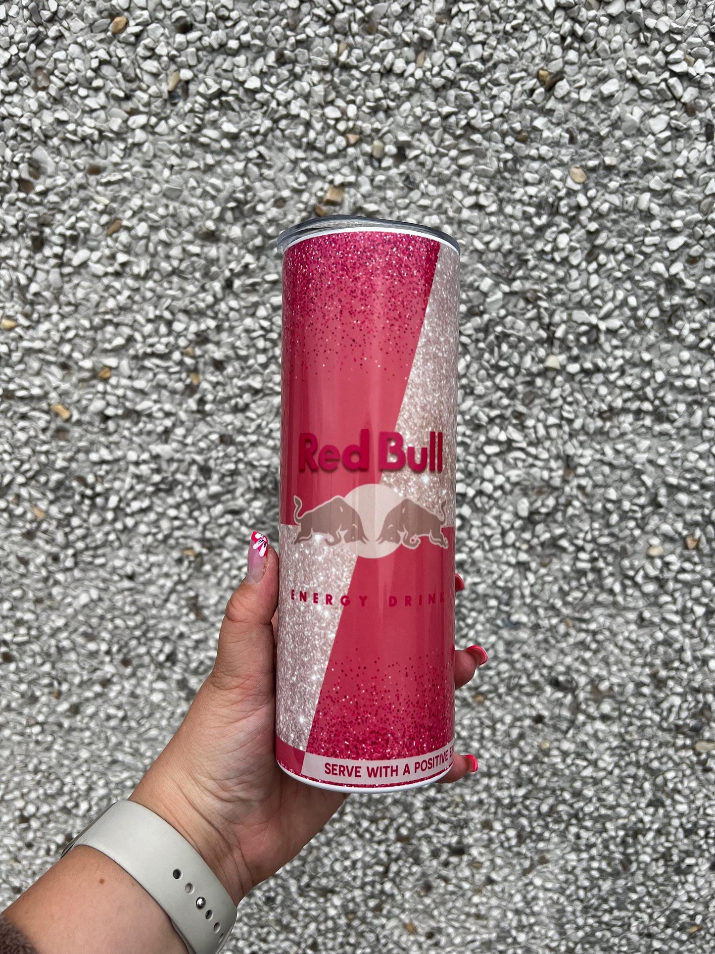 Pink Red Bull Personalised Tumbler