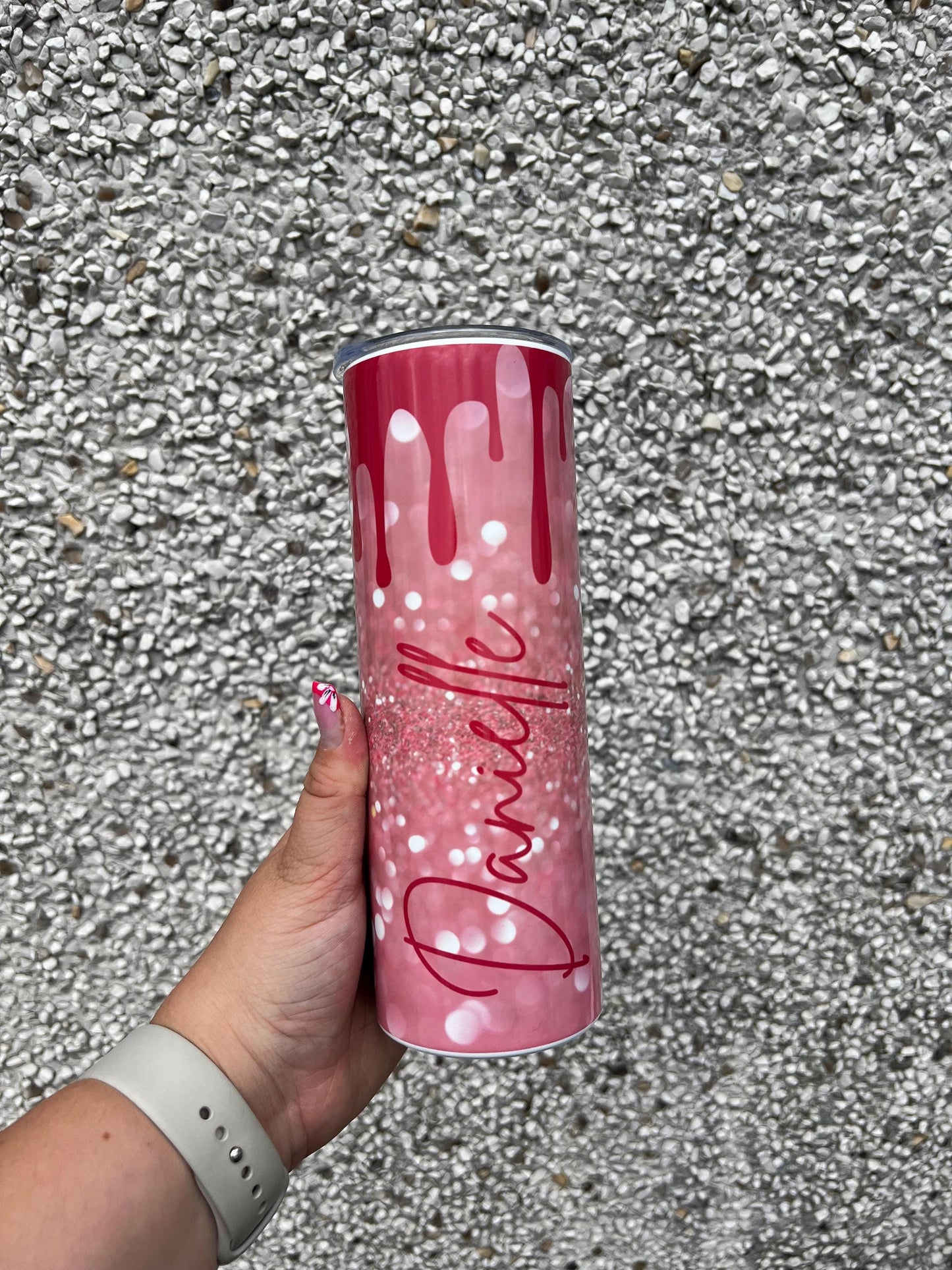 Glitter Pink Personalised Tumbler