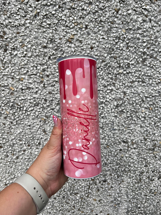 Glitter Pink Personalised Tumbler